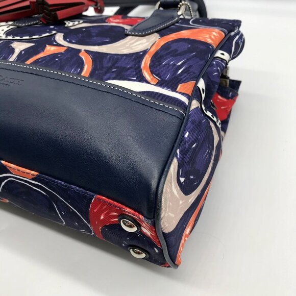 Coach Blue Canvas Legacy Heritage Candace Carryall Satchel Bag 19951 - Picture 6 of 11